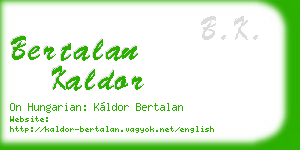 bertalan kaldor business card